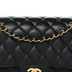 Caviar Quilted Medium Double Flap Black