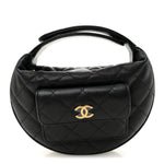 Caviar Quilted Polly Pocket Pouch Hobo Black