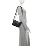 Aged Calfskin Quilted Small Gabrielle Hobo Navy Black