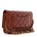 Lambskin Quilted Wallet On Chain WOC Brown