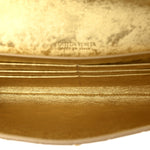 Metallic Satin Lambskin Intrecciato Long Andiamo Top Handle Clutch Gold