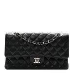 Caviar Quilted Medium Double Flap Black