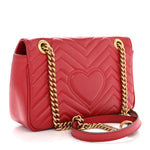 Calfskin Matelasse Small GG Marmont Shoulder Bag Hibiscus Red