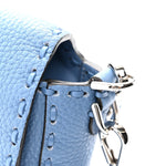 Cuoio Roma Sellerissima Nappa Sintetica Tape Stitch Baguette Placca Placca Argento Blue