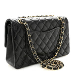 Lambskin Quilted Medium Double Flap Black