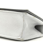 Metallic Grained Calfskin Diorama Wallet on Chain Pouch Silver