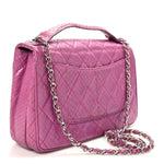 Elaphe Snakeskin Quilted Medium Easy Carry Flap Purple