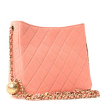 Lambskin Quilted Small Pearl Crush Hobo  Coral