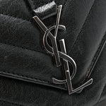 Sheepskin Matelasse Chevron Monogram Mini College Bag Black
