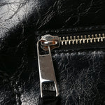 Crinkled Calfskin Crusier Crescent Bag Black
