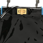 Patent Mini Plexi Handle Peekaboo Iconic Satchel Black Blue