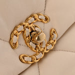 Goatskin Quilted Medium Chanel 19 Flap Light Beige