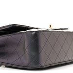 Iridescent Lambskin Quilted Medium Double Flap Black