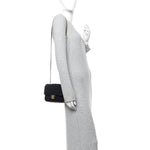 Tweed Quilted Mini Side Pearl Flap Bag Black