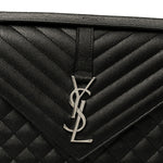 Grain De Poudre Textured Mixed Matelasse Large Triquilt Monogram Satchel Black