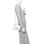 Lambskin Quilted Crystal Top Handle Rectangular Flap White