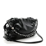 Patent Lambskin Donut Chain Large Flamenco Knot Clutch Black