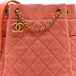 Washed Denim Quilted Small Urban Spirit Drawstring Bag Orange