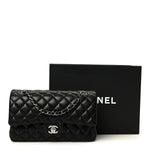 Lambskin Quilted Medium Double Flap Black