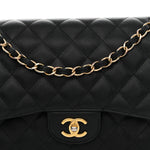 Caviar Quilted Jumbo Double Flap Black