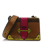 Velluto Ricamo Cahier Shoulder Bag Cammello