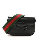 Azalea Calfskin Web Monochrome Small Horsebit 1955 Shoulder Bag Black
