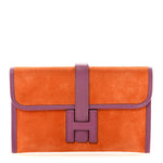 Veau Doblis Suede Chevre Mysore Mini 20 Jige Clutch Orange Cyclamen