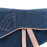 Patent Denim Jeans Saddle Bag Blue Pink