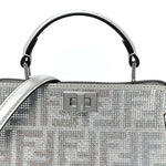 Iridescent Crystal Vitello Laminato Suede FF Petite Peekaboo I SEE U Satchel Cappuccino