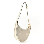 Calfskin Chevron Mini Vlogo Hobo Bag White