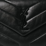 Calfskin Y Quilted Monogram Monochrome Toy Loulou Crossbody Bag Black