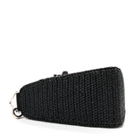 Yarn Raffia Effect Crochet Triangle Shoulder Bag Black