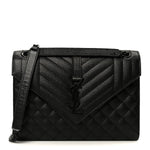 Grain De Poudre Textured Mixed Matelasse Triquilt Medium Monogram Monochrome Satchel Black