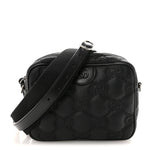 Nylon Calfskin Enamel GG Matelasse Shoulder Bag Black