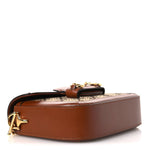New Canvas Charisma Calfskin Crystal GG Monogram Mini Horsebit 1955 Shoulder Bag Camel Ebony