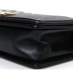 Calfskin Chevron Quilted Medium Boy Flap Black