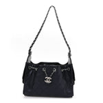 Metallic Caviar Quilted Mini Chanel 25 Handbag Dark Blue