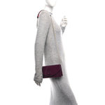 Patent Birdy Snakeskin Embossed Loubi54 Crossbody Clutch Merlot