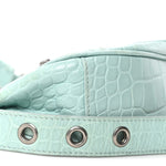 Extra Supple Calfskin Crocodile Embossed Le Cagole Shoulder Bag XS Green Acqua