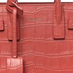 Calfskin Crocodile Embossed Nano Sac De Jour Rose Fonce