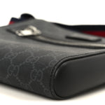 GG Supreme Monogram Web Small Flat Messenger Bag Black Grey