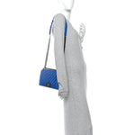 Calfskin Chevron Quilted Medium Boy Flap Blue