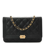 Caviar Quilted Boy Wallet On Chain WOC Black