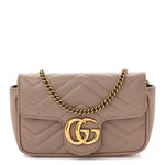Calfskin Matelasse Super Mini GG Marmont Shoulder Bag Porcelain Rose