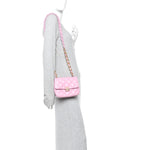 Lambskin Quilted Mini Lacquered Chain Flap Pink