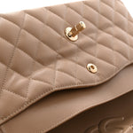 Caviar Quilted Medium Double Flap Beige