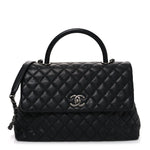 Caviar Quilted Medium Coco Handle Flap Black
