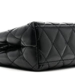 Shiny Aged Calfskin Quilted Nano Kelly Shopper Black