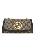 GG Supreme Monogram Textured Dollar Calfskin Blondie Continental Chain Wallet Beige Ebony New Acero