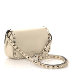 Vitello Small Rockstud Flip Lock Crossbody Bag Light Ivory